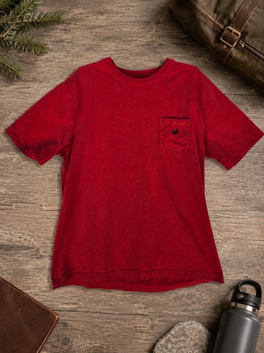 Chaps Men's Red Short Sleeve T-Shirt with Chest Pocket - L